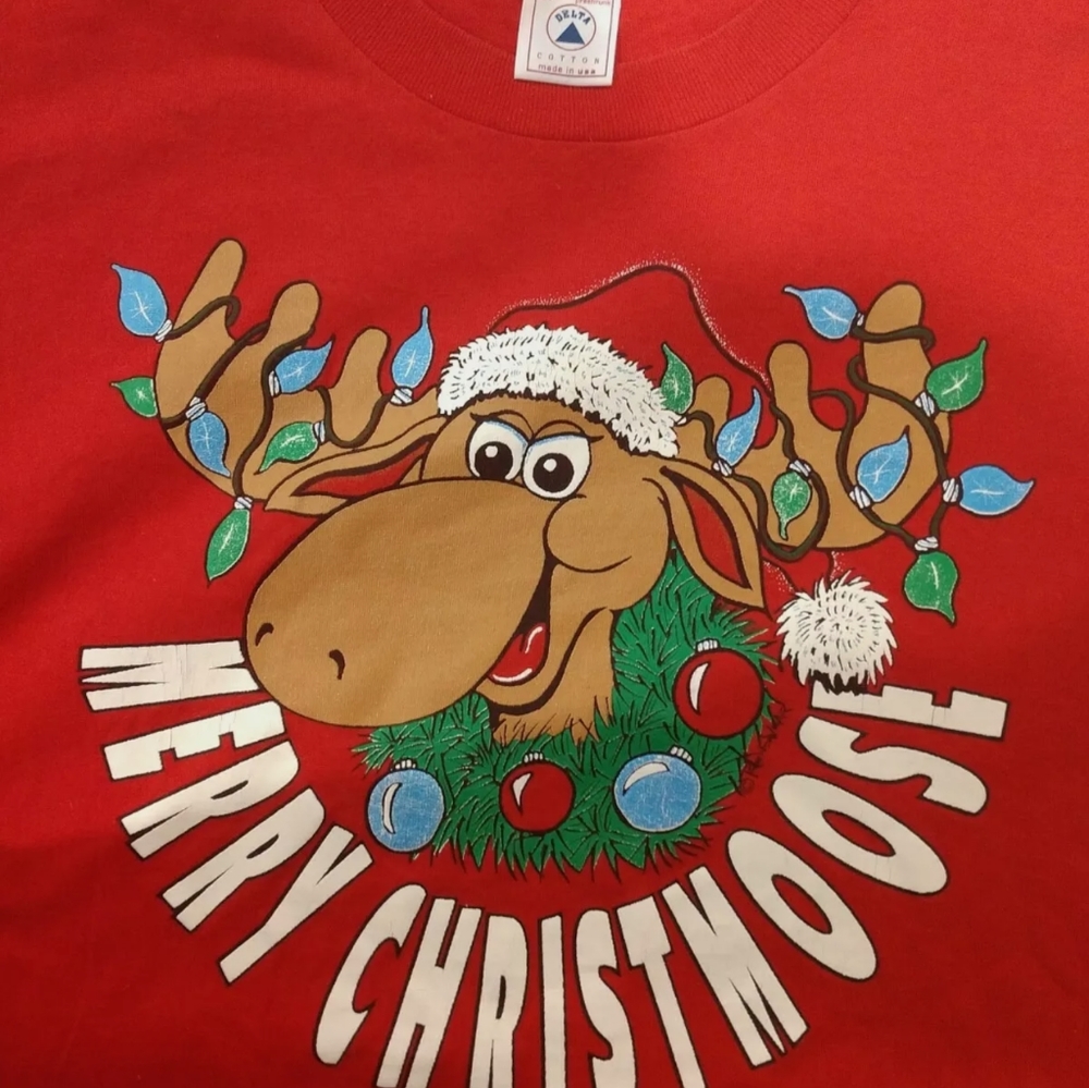Vintage t-shirt merry Christmoose single stitch